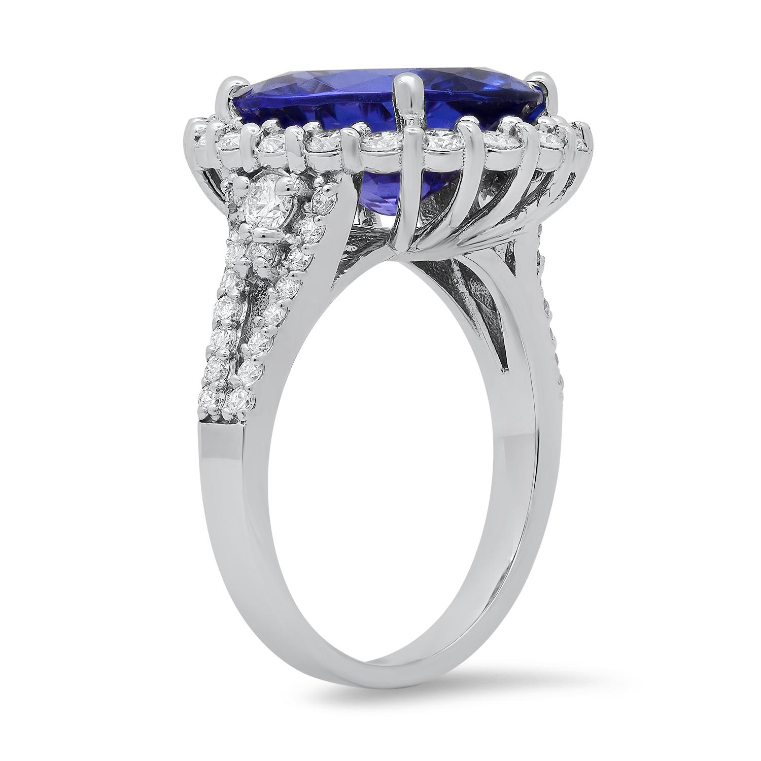 14K White Gold Setting with 6.79ct Tanzanite and 1.34ct Diamond Ladies Ring