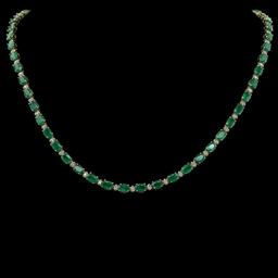 14K Gold 22.07ct Emerald 0.95ct Diamond Necklace