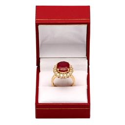 14k Yellow Gold 7.21ct Ruby 1.69ct Diamond Ring