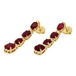 14k Yellow Gold 8.64ct Ruby 0.26ct Diamond Earrings