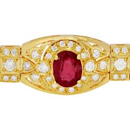 14k Yellow Gold 18.11ct Ruby 6.72ct Diamond Bracelet