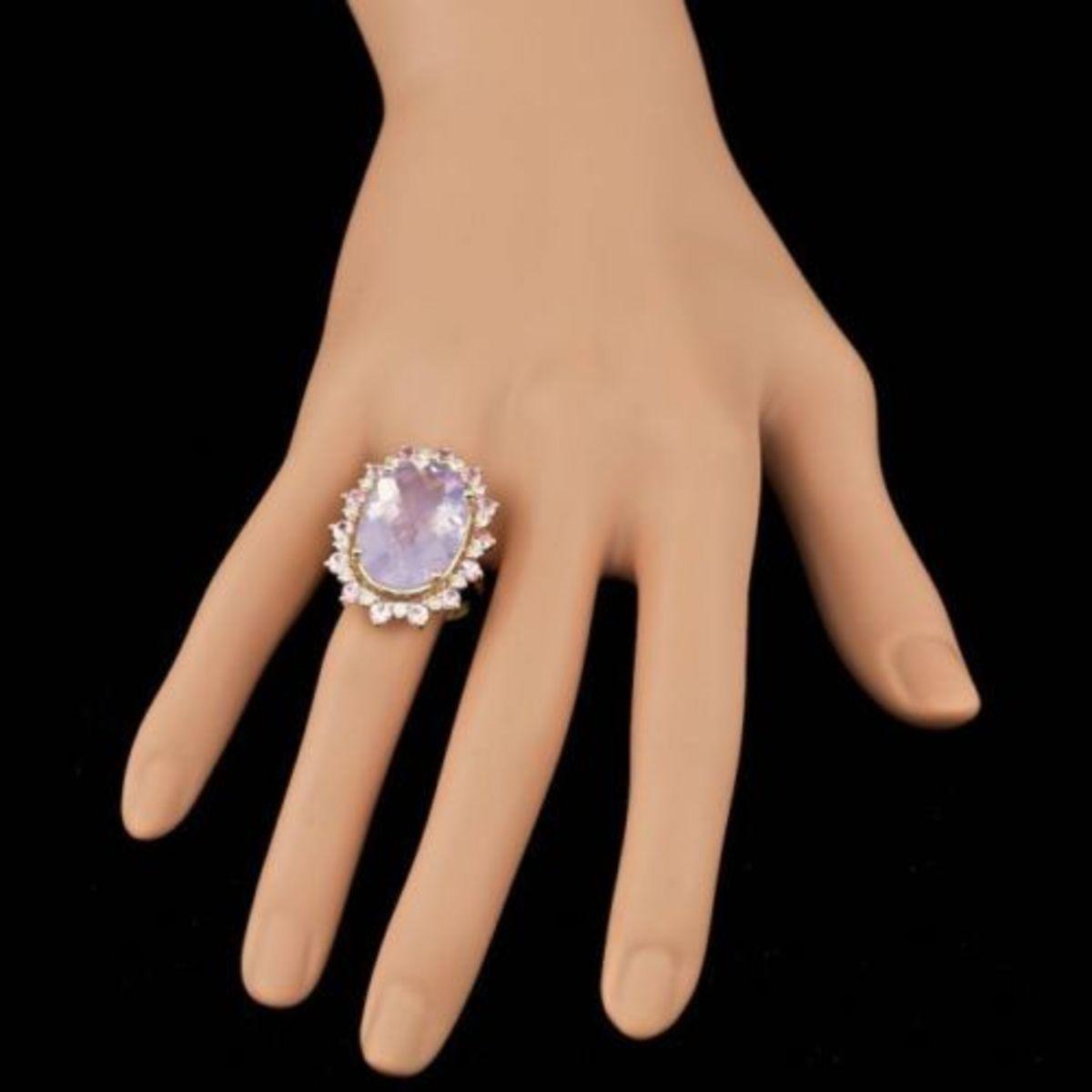 14K Yellow Gold 13.87ct Amethyst 1.99ct Sapphire and 0.72ct Diamond Ring