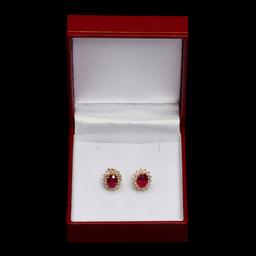 14k Yellow Gold 3.74ct Ruby 0.70ct Diamond Earrings