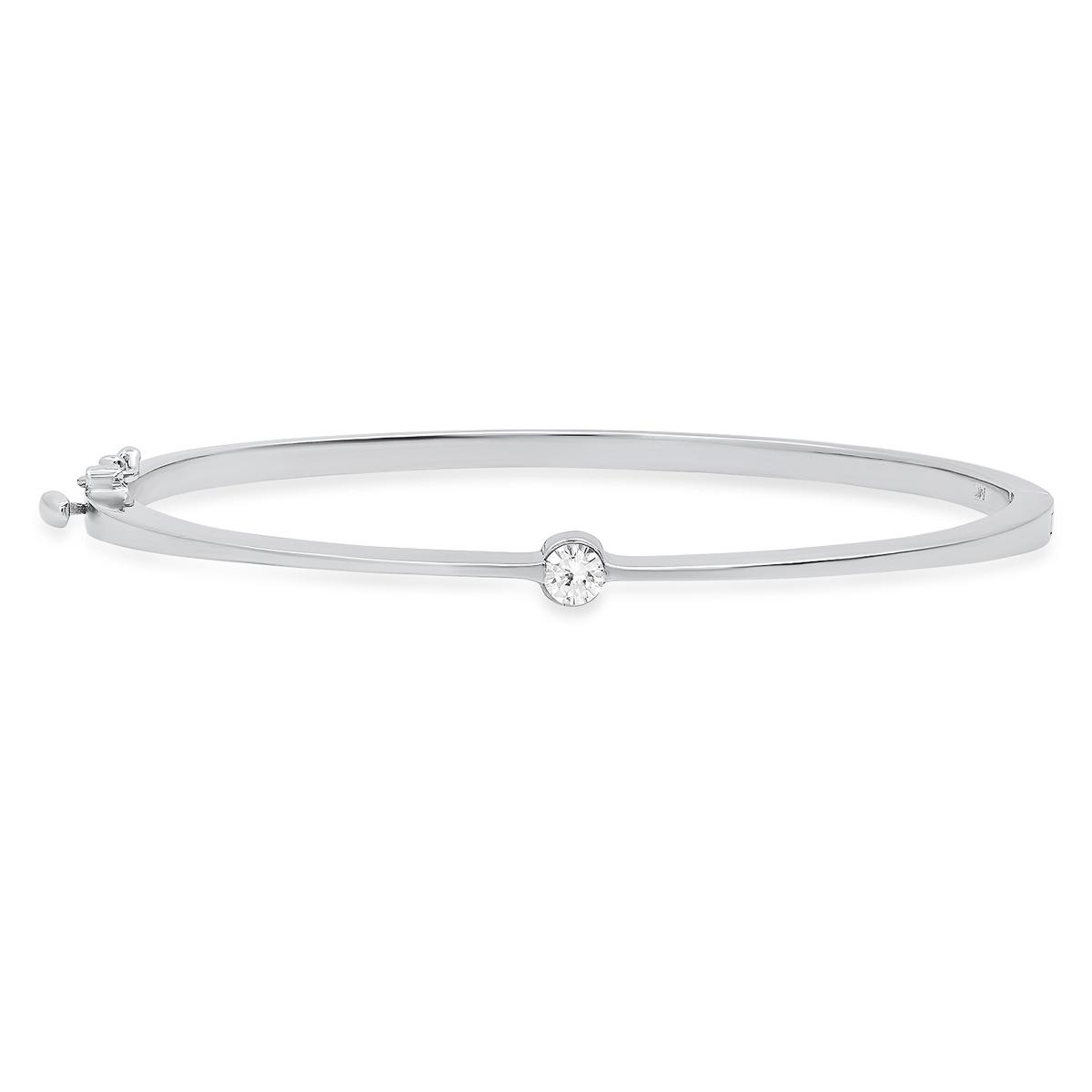 14K White Gold Setting with 0.25ct Diamond Bangle Bracelet