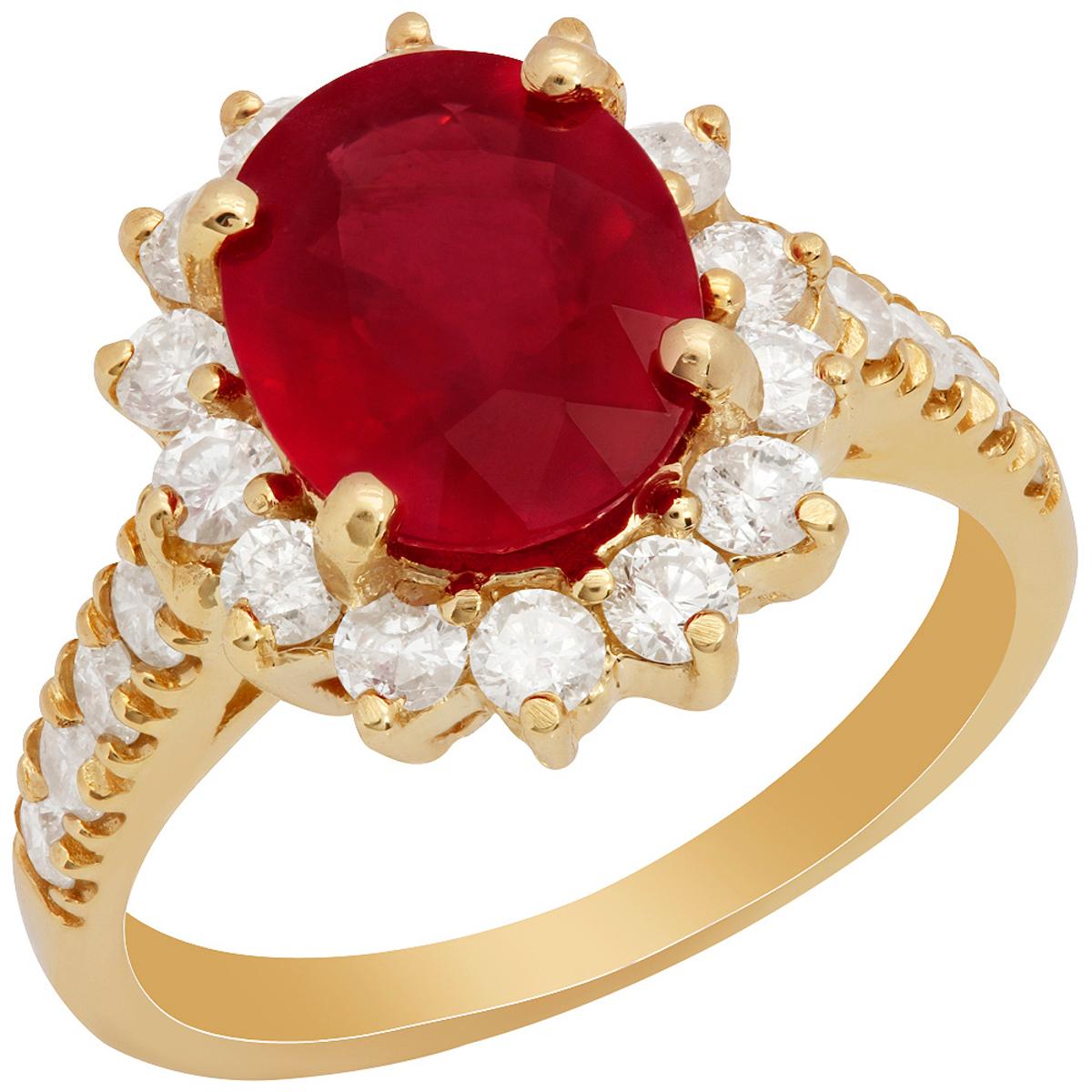 14k Yellow Gold 3.22ct Ruby 1.06ct Diamond Ring