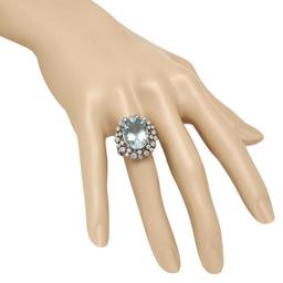 14K White Gold 8.19ct Aquamarine and 1.25ct Diamond Ring