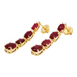 14k Yellow Gold 8.78ct Ruby 0.32ct Diamond Earrings