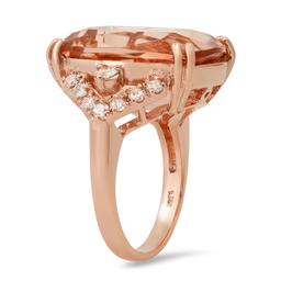 14K Rose Gold with 17.58ct Morganite and 0.70ct Diamond Ladies Ring