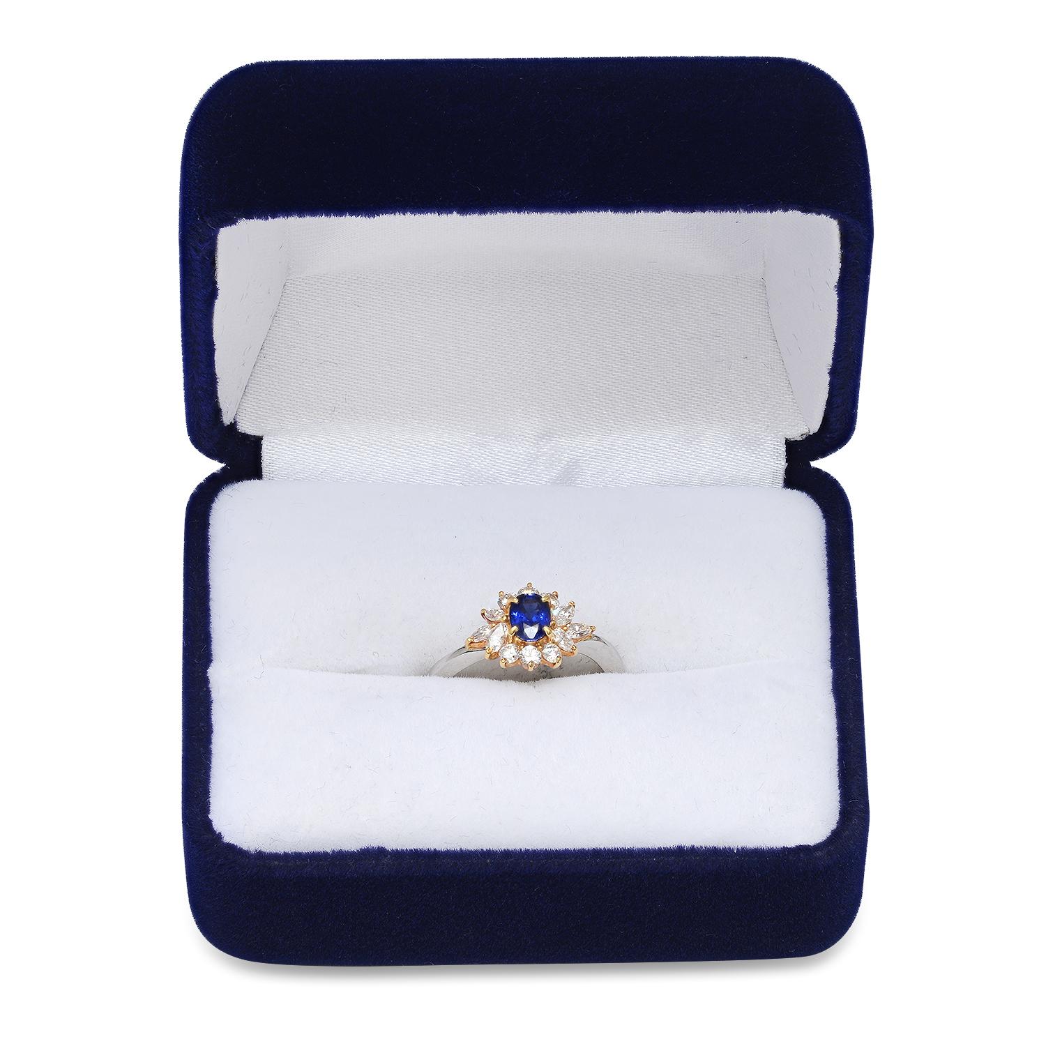 18K Yellow and White Gold Setting with 0.45ct Sapphire and 0.55ct Diamond Ring