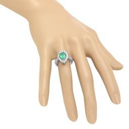 14K White Gold 1.42ct Emerald and 1.17ct Diamond Ring