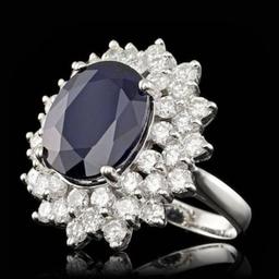 14K White Gold 9.30ct Sapphire and 2.82ct Diamond Ring