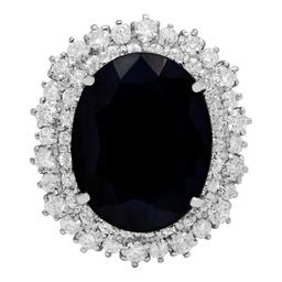 14k White Gold 13.25ct Sapphire 2.03ct Diamond Ring