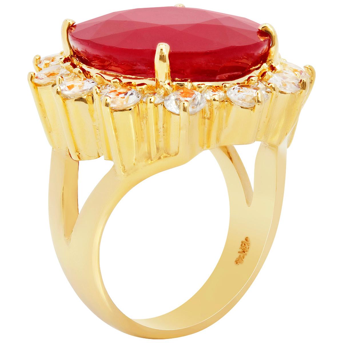 14k Yellow Gold 20.66ct Ruby 2.41ct Sapphire 0.41ct Diamond Ring