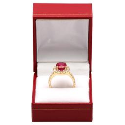 14k Yellow Gold 4.48ct Ruby 1.26ct Diamond Ring