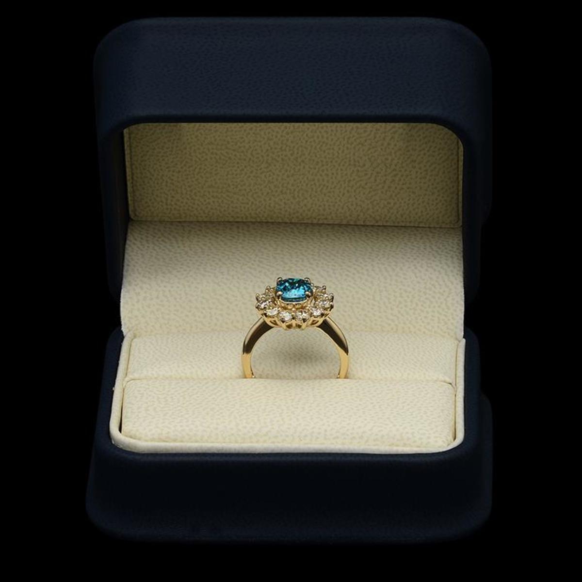 14K Yellow Gold 3.0ct Zircon and 1.24ct Diamond Ring