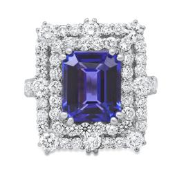 14K White Gold Setting with 5.55ct Tanzanite and 3.05ct Diamond Ladies Ring