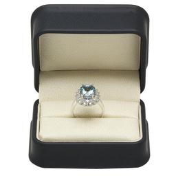 14K White Gold 3.98ct Aquamarine and 1.89ct Diamond Ring