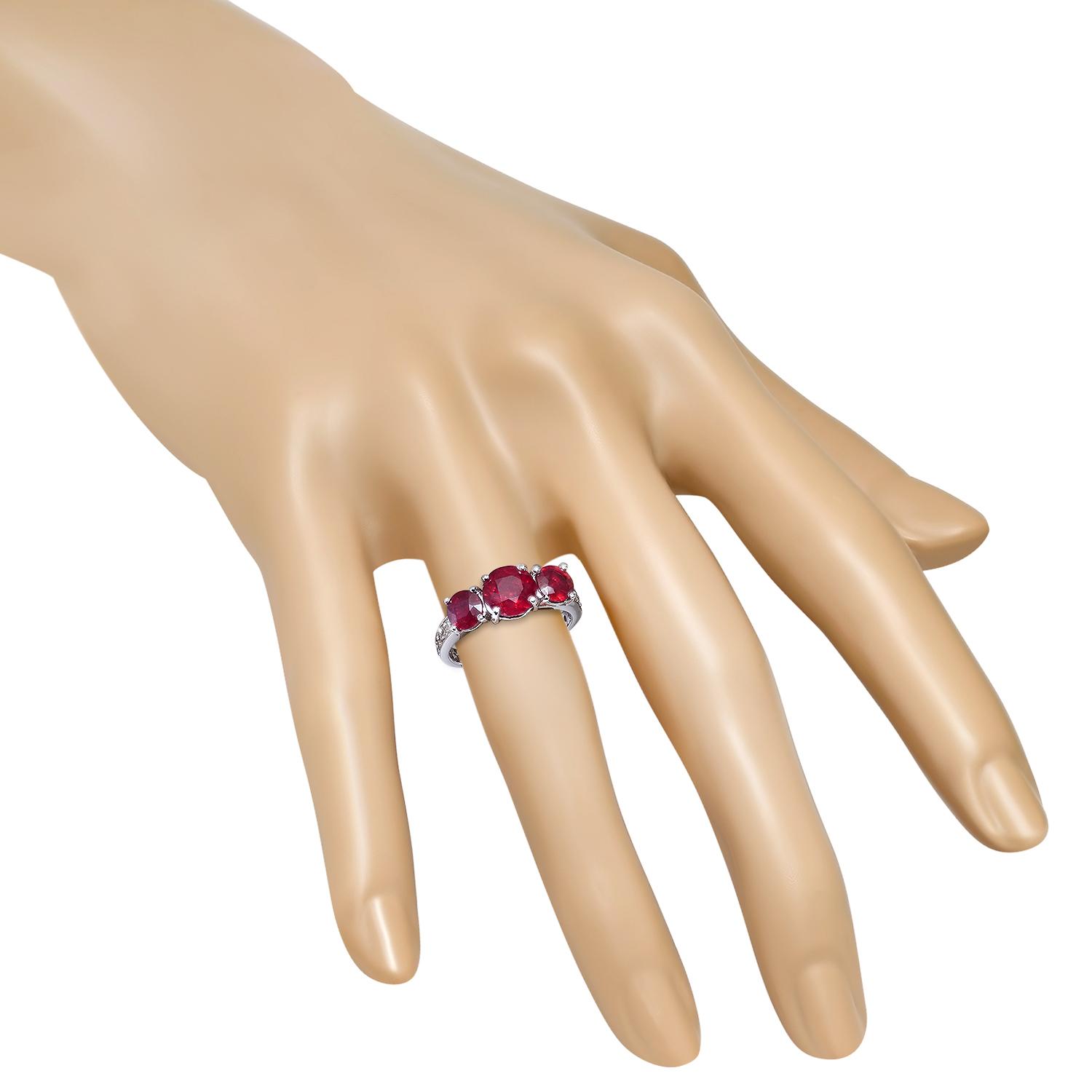 Platinum Setting with 5.07ct Ruby and 0.39ct Diamond Ladies Ring