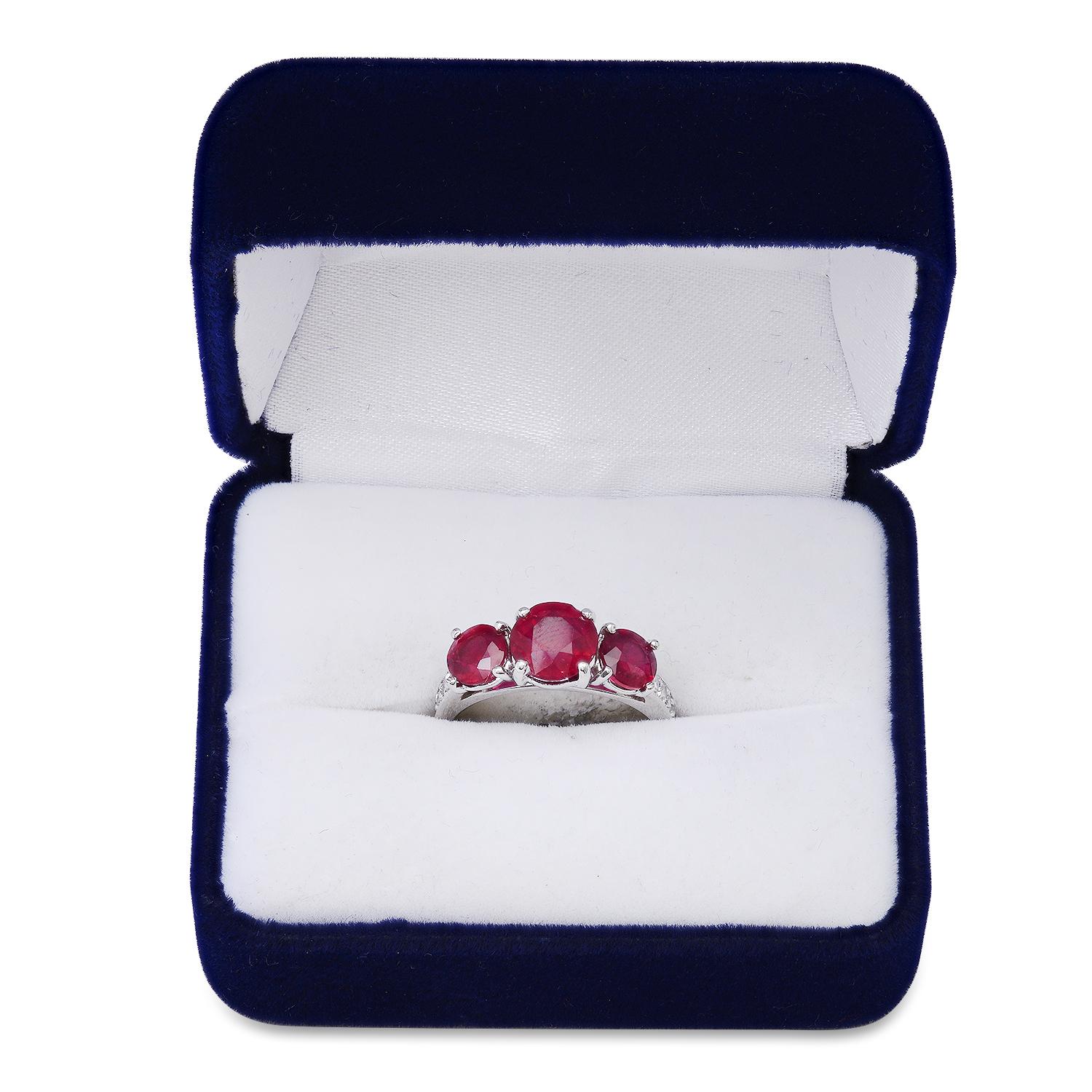 Platinum Setting with 5.07ct Ruby and 0.39ct Diamond Ladies Ring