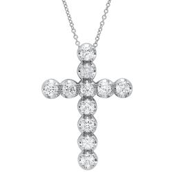 14K White Gold and 1.61ct Diamond Cross Pendant