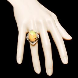 18K Yellow Gold 10.88ct Opal and 0.76ct Diamond Ring