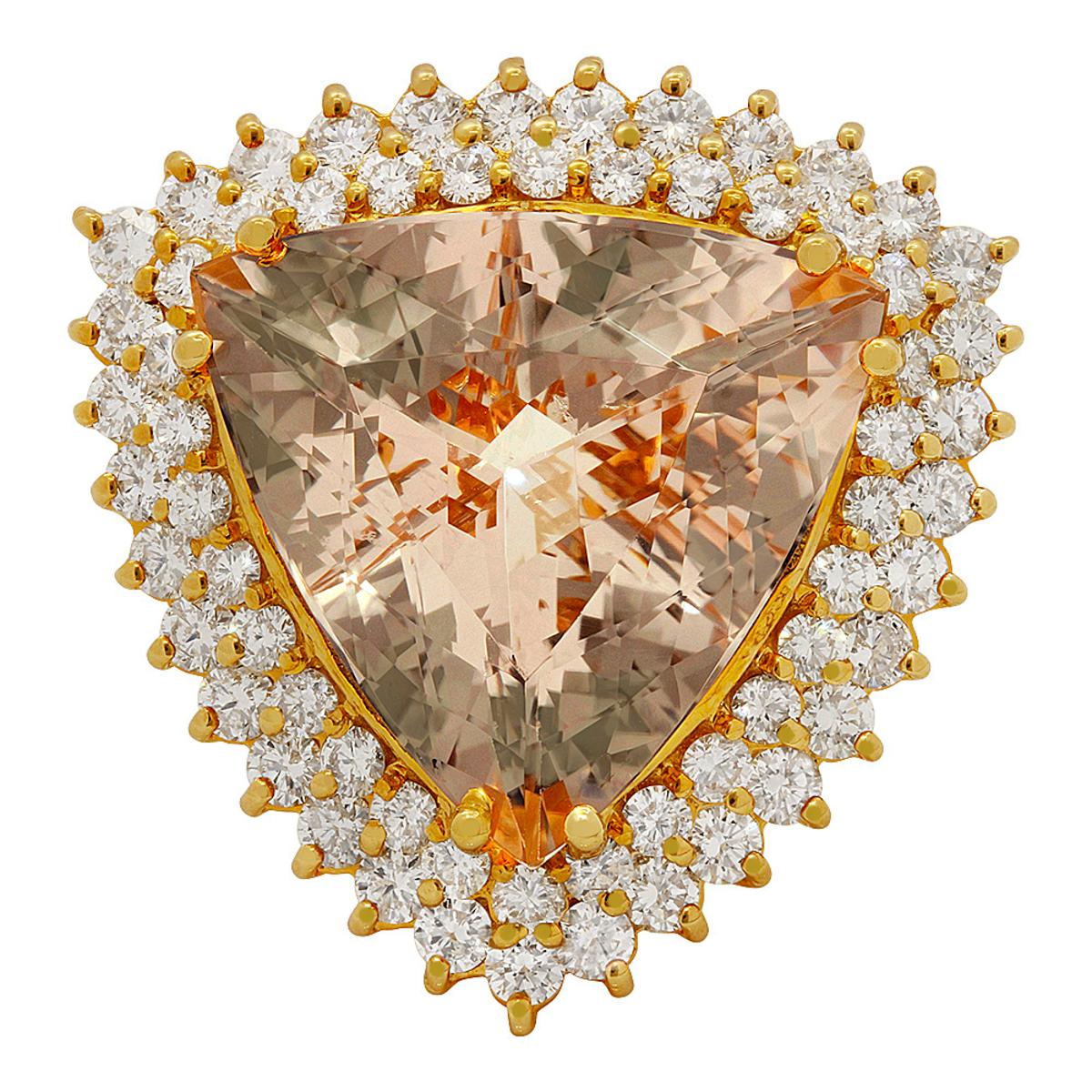 14k Yellow Gold 13.85ct Morganite 2.19ct Diamond Ring