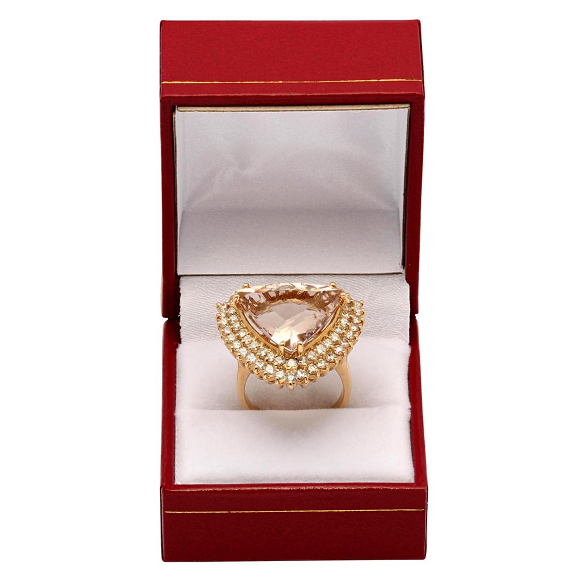 14k Yellow Gold 13.85ct Morganite 2.19ct Diamond Ring