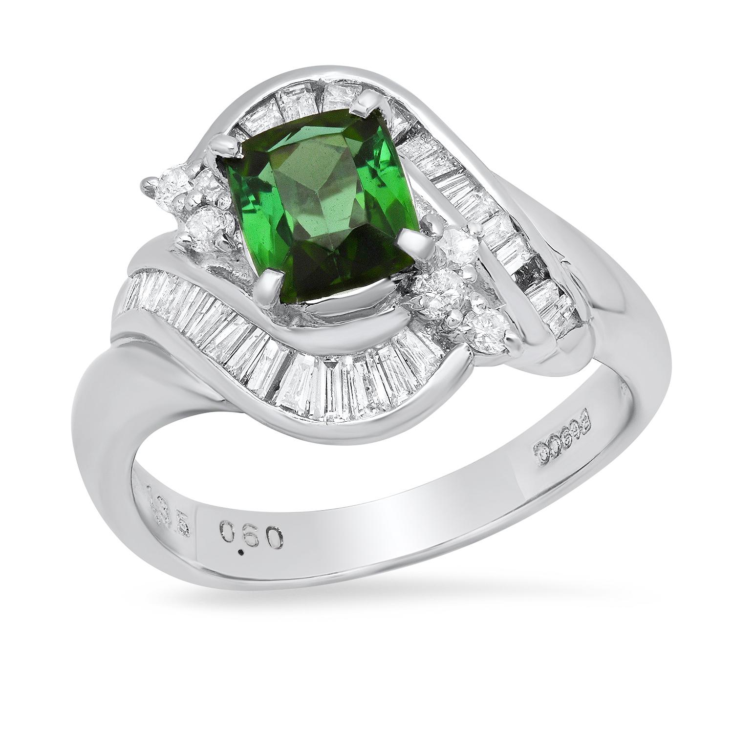 Platinum Setting with 1.35ct Tourmaline and 0.60ct Diamond Ladies Ring