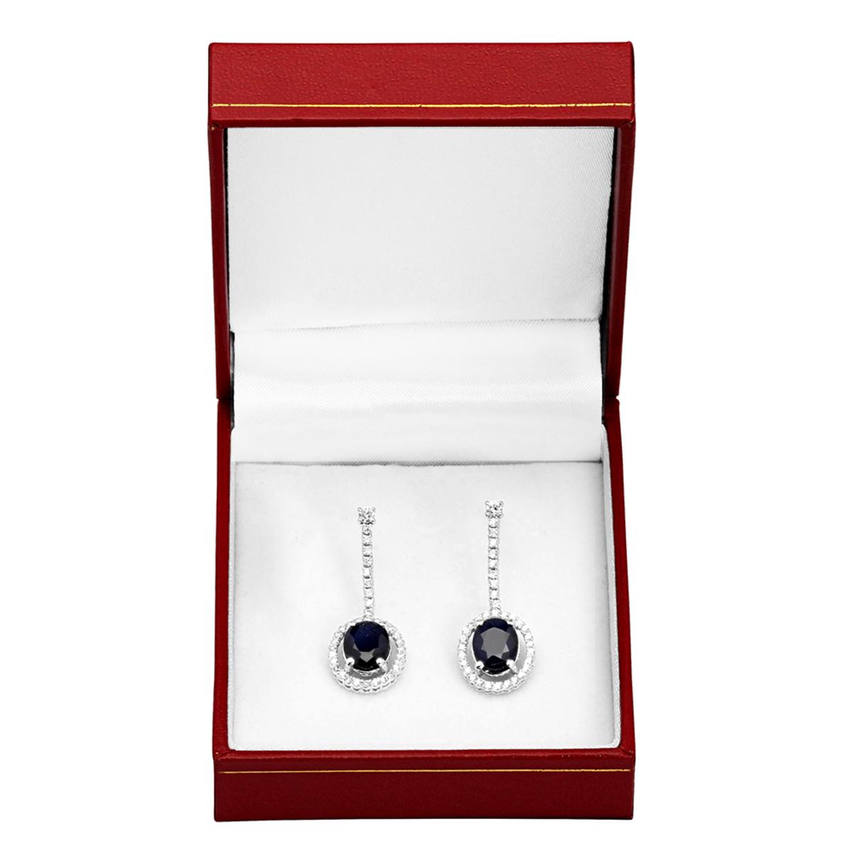 14k White Gold 4.60ct Sapphire 0.79ct Diamond Earrings