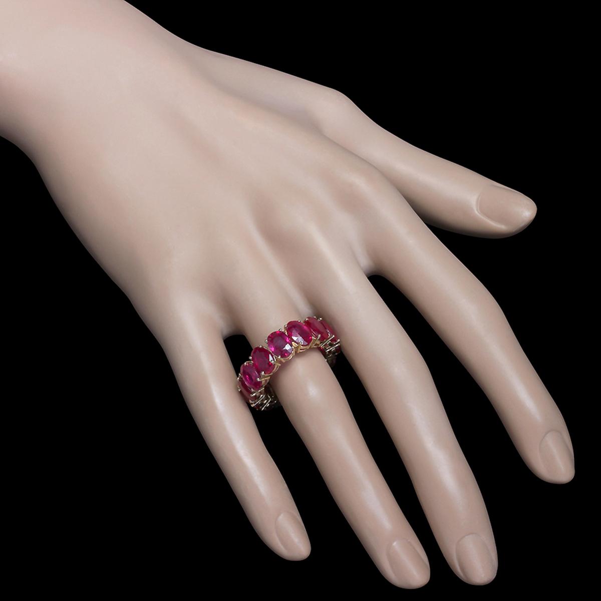 14K Yellow Gold 11.26ct Ruby Eternity Band Ring