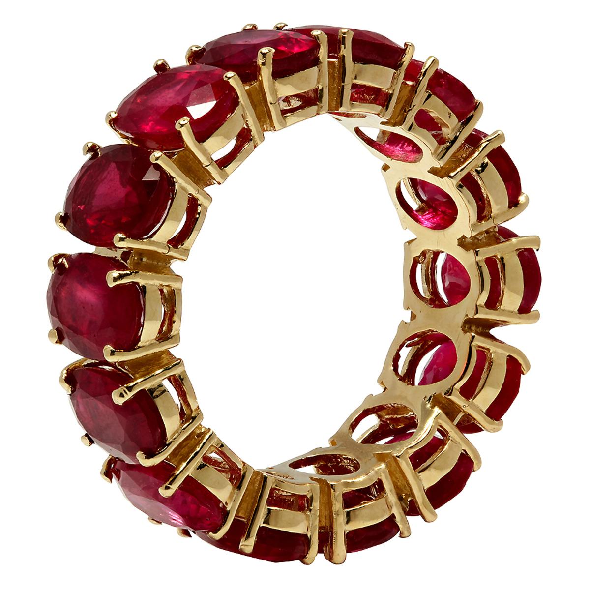 14K Yellow Gold 11.26ct Ruby Eternity Band Ring