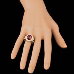 14K Yellow Gold 8.11ct Ruby and 1.59ct Diamond Ring