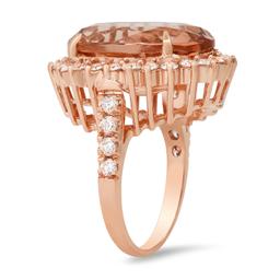 14K Rose Gold with 13.72 Morganite and 1.68ct Diamond Ladies Ring