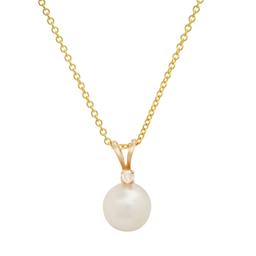 14K Yellow Gold Pearl and Diamond Pendant