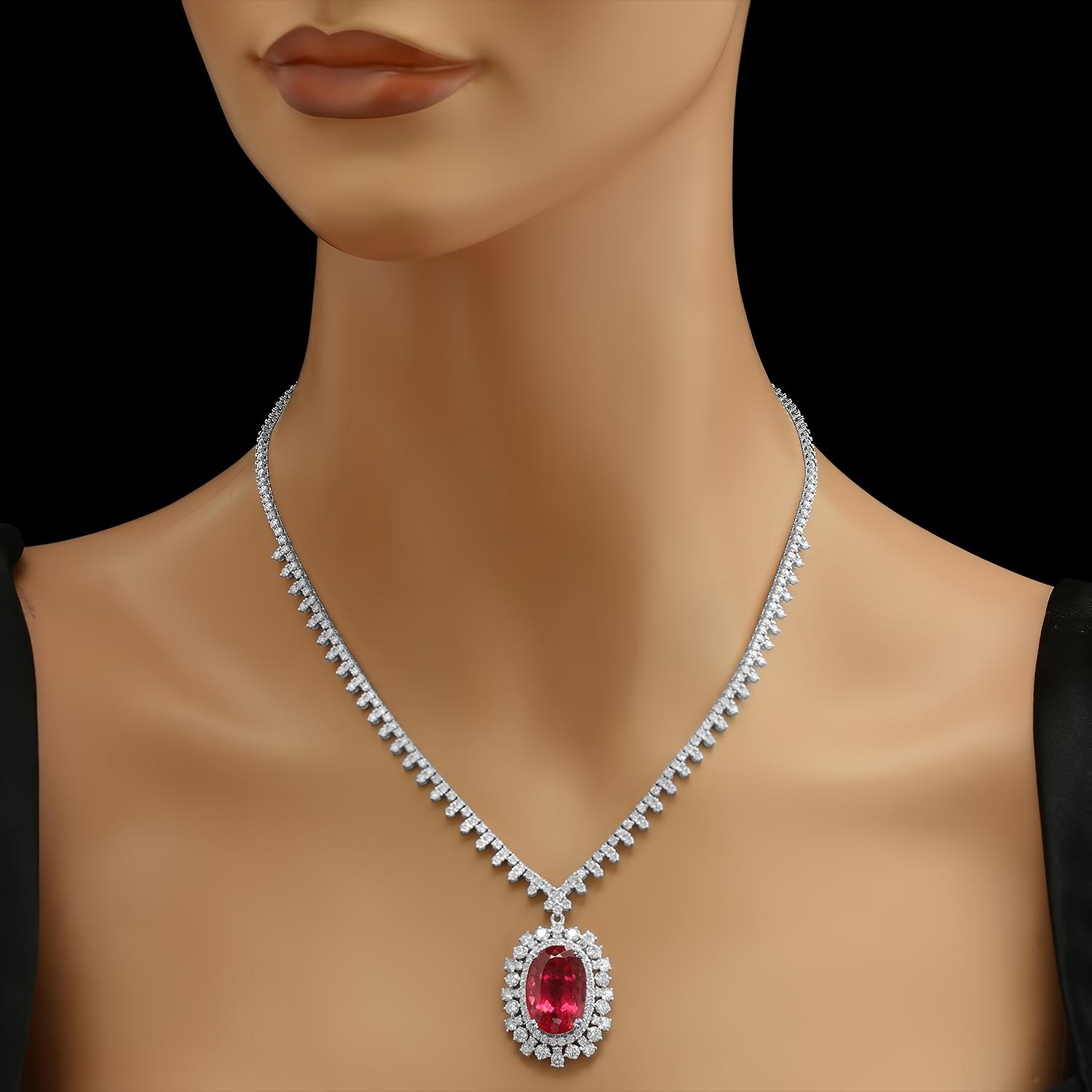 18K White Gold 15.87ct Tourmaline and 9.05ct Diamond Necklace