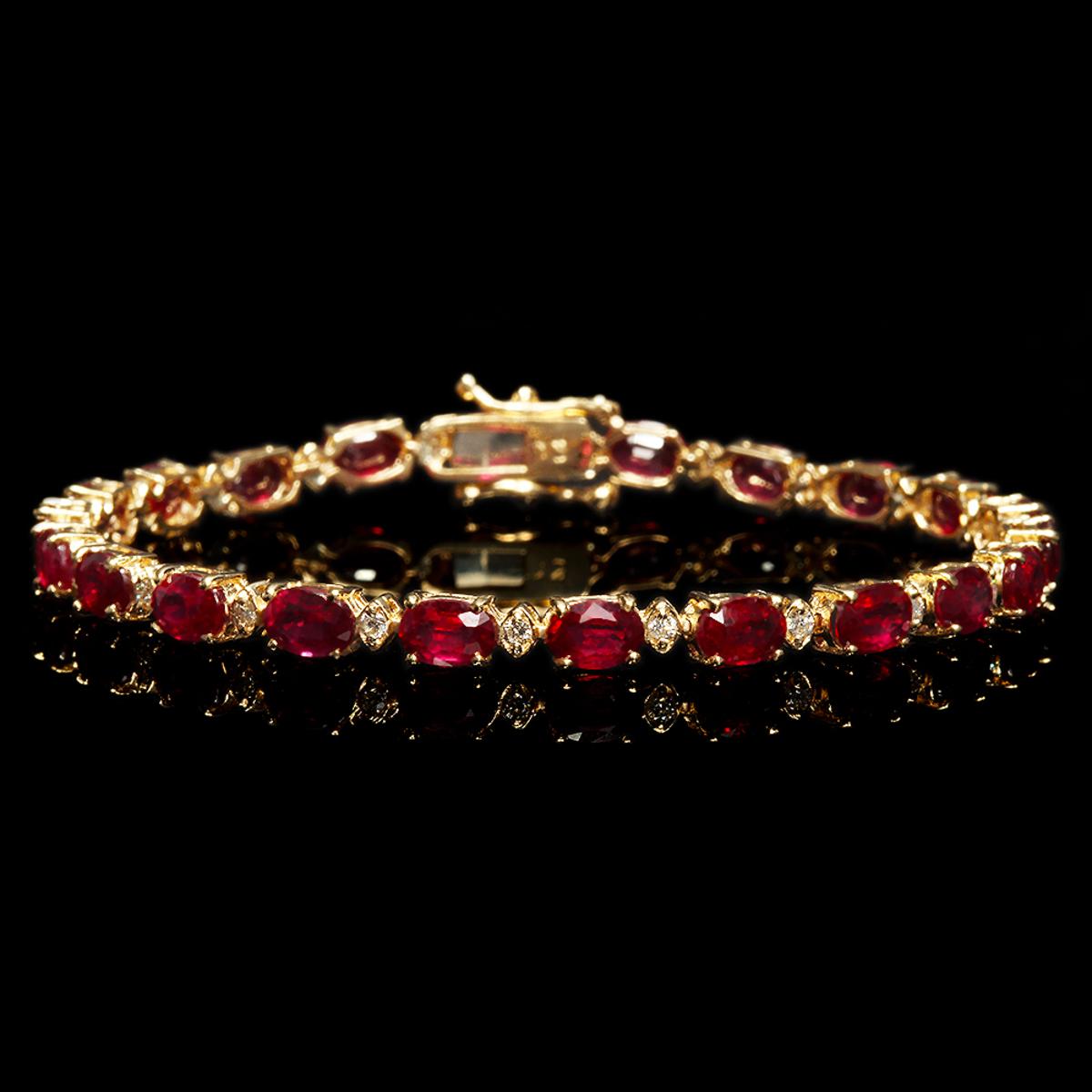 14k Yellow Gold 15.35ct Ruby 0.70ct Diamond Bracelet