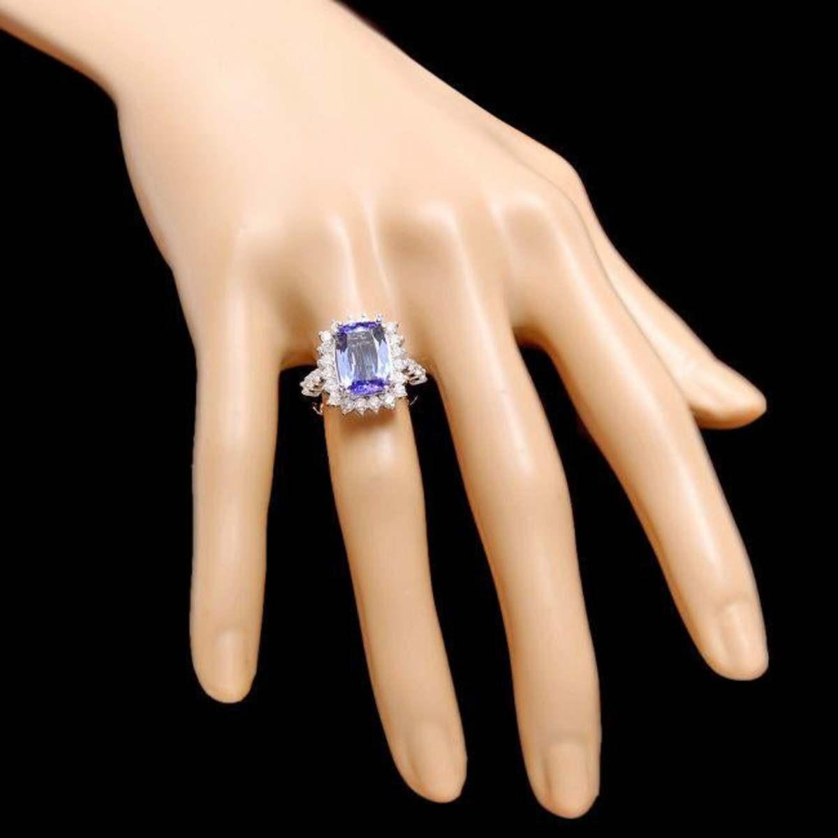 14K White Gold 4.10ct Tanzanite and 1.04ct Diamond Ring