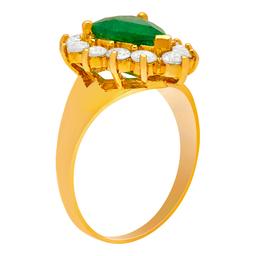 14k Yellow Gold 1.89ct Emerald 1.19ct Diamond Ring