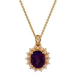 14K Gold 7.35ct Amathyst 0.76ct Diamond Pendant