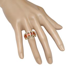 14K Yellow Gold with 4.13ct Orange Sapphire and 1.06ct Diamond Ring