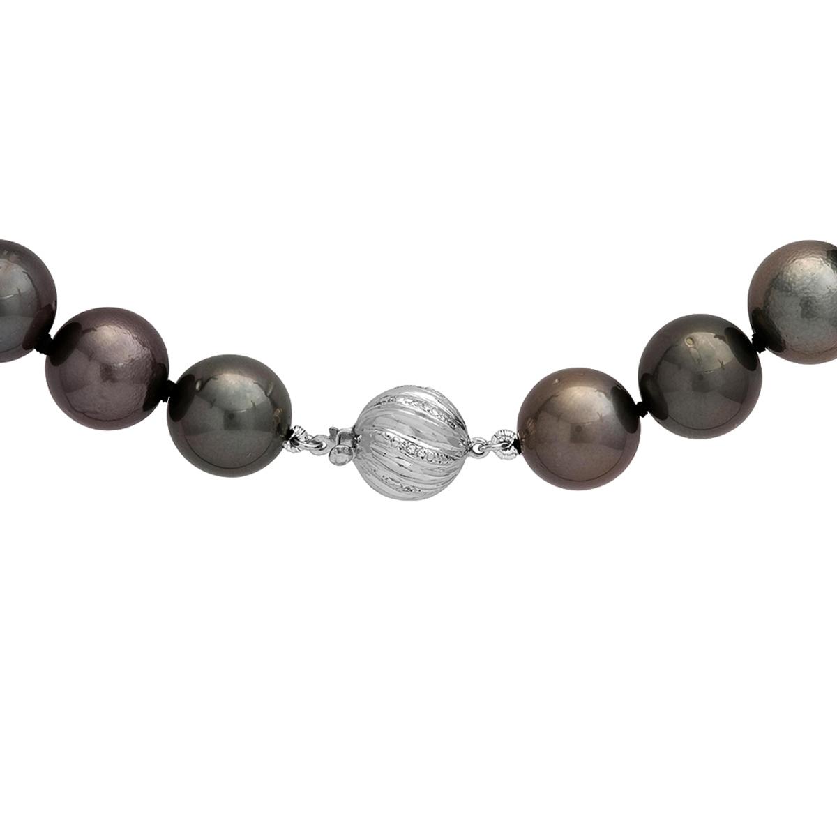 12-14.5mm Natural Black Pearl Necklace