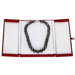 12-14.5mm Natural Black Pearl Necklace