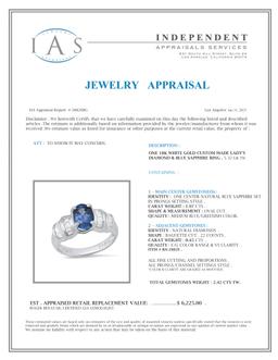18K White Gold Setting with 1.97ct Sapphire and 0.45ct Diamond Ladies Ring