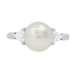 Platinum Setting with one 9mm South Seas Pearl and 0.41ct Diamond Ladies Ring