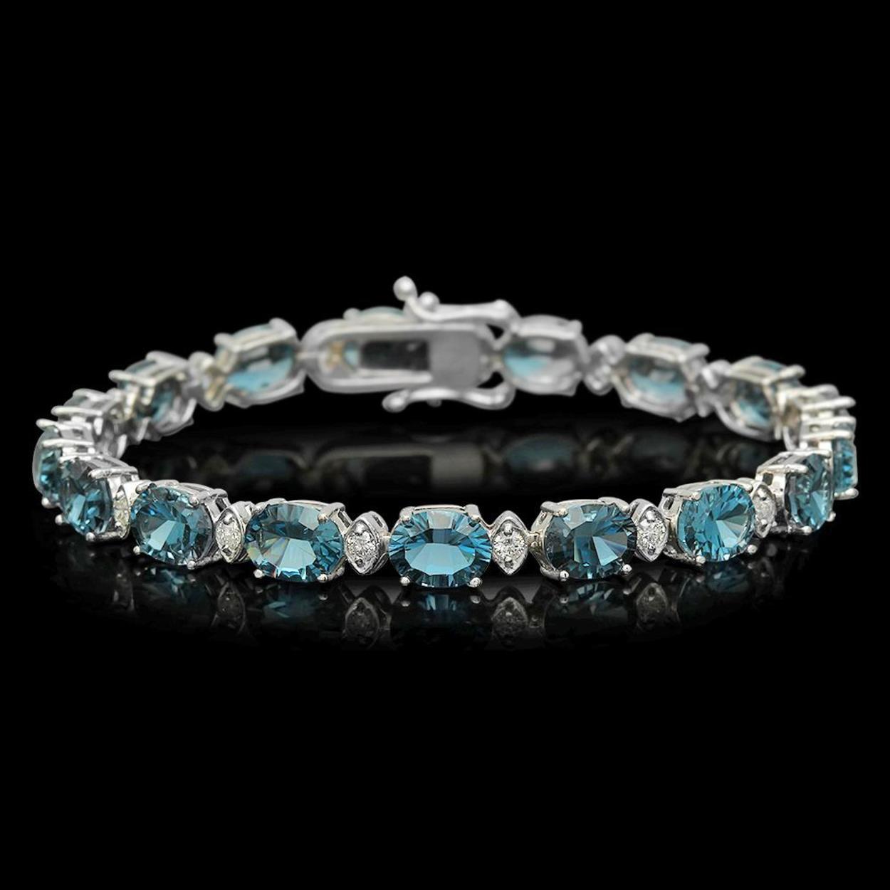 14K Gold 23.16ct Topaz 0.99ct Diamond Bracelet