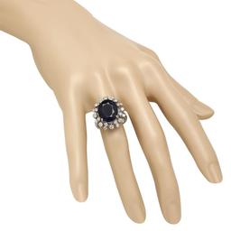 14K White Gold 8.51ct Sapphire and 0.98ct Diamond Ring