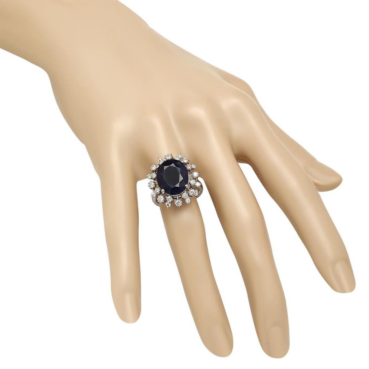 14K White Gold 8.51ct Sapphire and 0.98ct Diamond Ring