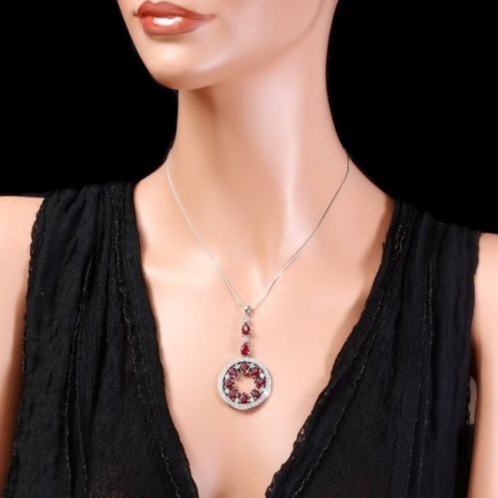 14K Gold 9.92ct Ruby 1.71ct Diamond Pendant