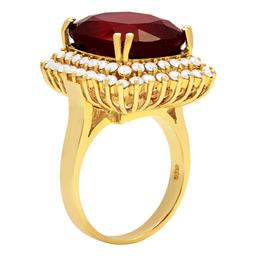 14k Yellow Gold 15.10ct Ruby 1.50ct Diamond Ring