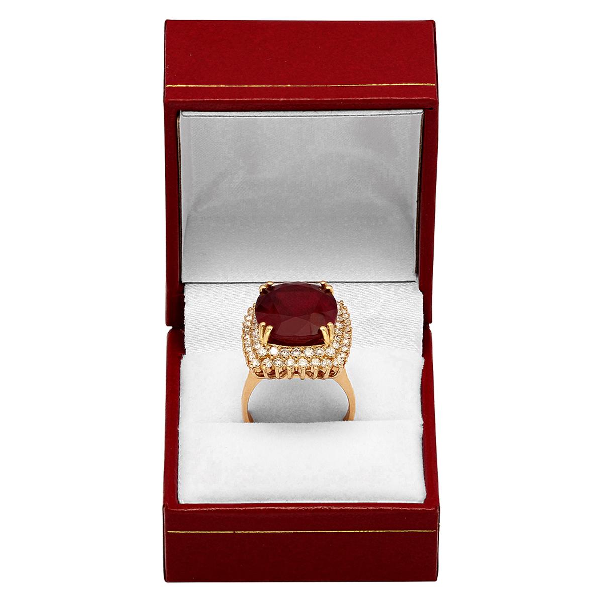 14k Yellow Gold 15.10ct Ruby 1.50ct Diamond Ring